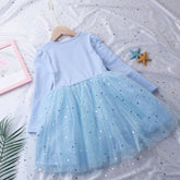 Girls Frozen Princess Dress Baby Girl Elsa Long Sleeve Pure Cotton Dress-TB00838-Veeddydropshipping